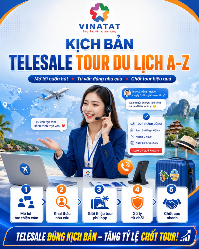 Kịch bản telesale tour du lịch A–Z: từ lời chào đến câu chốt