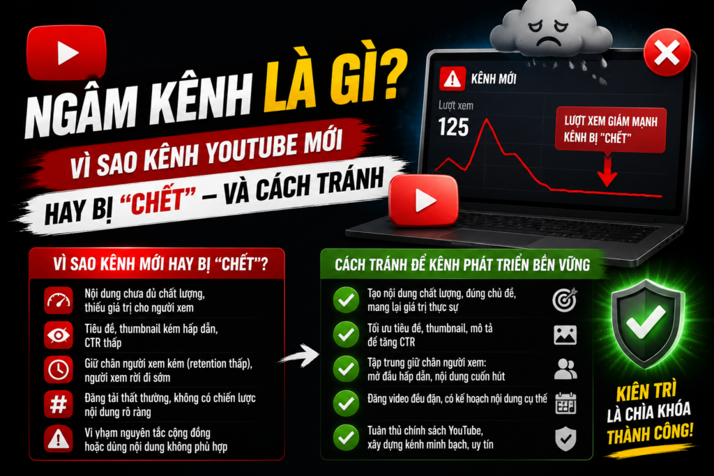 Ngâm kênh là gì? Vì sao kênh YouTube mới hay bị “chết” — và cách tránh